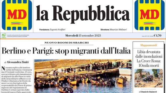 La Repubblica in prima pagina: "Italia-Ucraina 2-1. Spalletti porta a casa il primo successo"