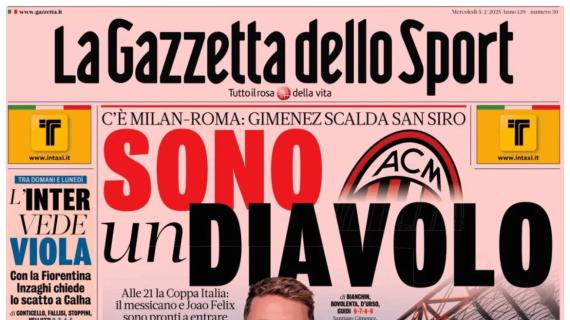 L'apertura de La Gazzetta dello Sport: "Gimenez scalda San Siro: «sono un Diavolo»"