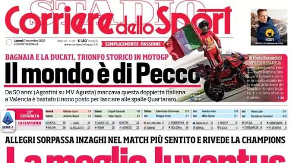L'apertura del Corriere dello Sport: "La meglio Juventus"