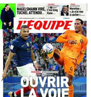 La prima pagina de L'Equipe sul match che attende la Francia: “Aprire la strada”