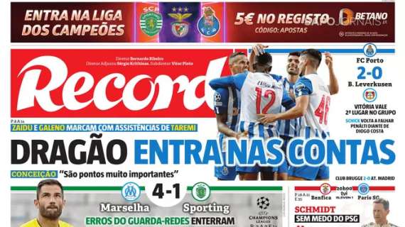 Le aperture portoghesi - Disastro Adan in Marsiglia-Sporting. Schmidt: "Giochiamo da Benfica"