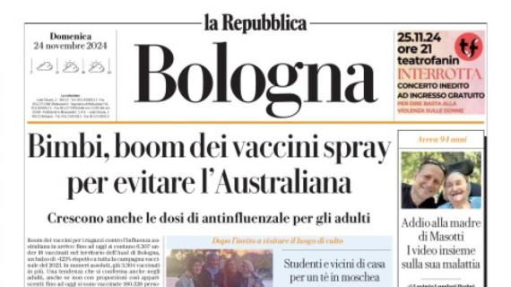 La Repubblica (ed. Bologna) apre: "Lo slancio di Italiano: puntiamo in alto"