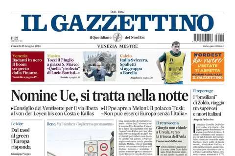 Il Gazzettino apre sugli azzurri: "Italia-Svizzera, Spalletti si aggrappa a Barella"