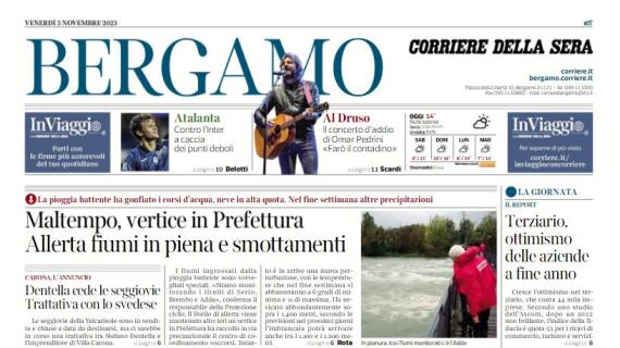 Il Corriere di Bergamo apre sull'Atalanta: "Contro l'Inter a caccia dei punti deboli"