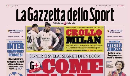 La prima pagina di oggi de La Gazzetta dello Sport apre così: "Crollo Milan"