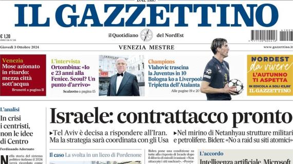 L'apertura de Il Gazzettino: "Vlahovic trascina la Juve. Bologna ko, tripletta dell'Atalanta"