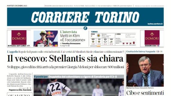 Il Corriere di Torino: "Zapata è un gigante, il Toro è solido: l'Atalanta si inchina"