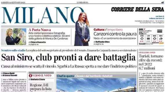 Corriere di Milano: "San Siro, Inter e Milan pronti a dare battaglia"