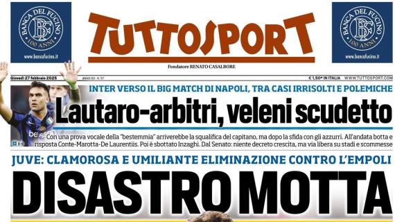 La Juve esce anche dalla Coppa Italia, Tuttosport apre oggi: "Disastro Motta"