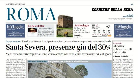 Il Corriere di Roma titola sui giallorossi: "Mou sorride, presi Paredes e Sanches"