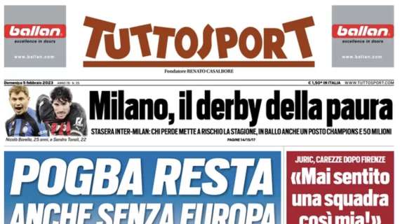 L'apertura di Tuttosport: "Juventus, Pogba resta anche senza Europa"