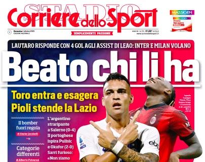 La prima pagina del Corriere dello Sport esalta Lautaro Martinez e Leao: "Beato chi li ha"