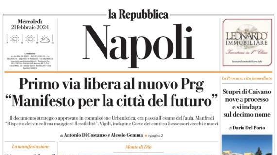 La Repubblica ed. Napoli: "Champions Calzona sprona gli azzurri: "Siamo, il pari non basta"