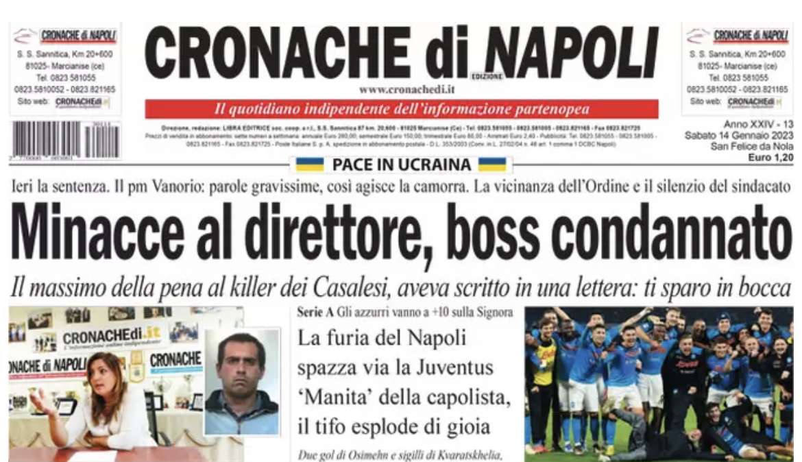 Cronache di Napoli: "La furia del Napoli spazza via la Juventus: manita della capolista"