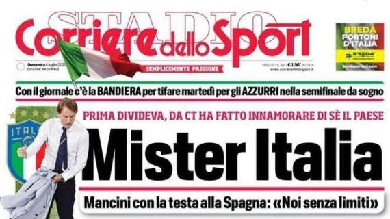 L'apertura del Corriere dello Sport dedicata a Roberto Mancini: "Mister Italia"