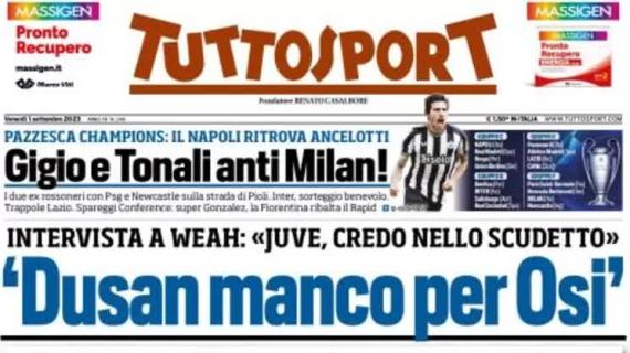 L'apertura di Tuttosport sulle parole di Weah: "Credo nello Scudetto della Juventus"