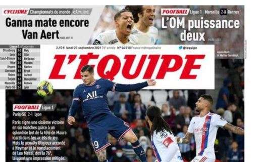 L'apertura de L'Equipe dopo il 2-1 del PSG sul Lione: "Il volo di Icardi"