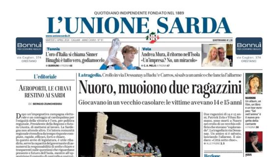 L'Unione Sarda: "Cagliari, solo un pareggio: la sfida salvezza finisce 1-1" 