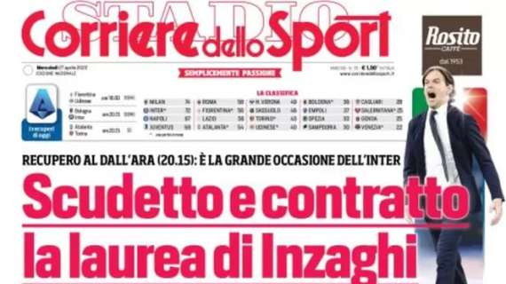 L'apertura del Corriere dello Sport: "Scudetto e contratto, la laurea di Inzaghi"