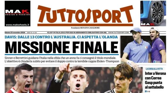 Tuttosport in prima pagina: "Milan e Vlahovic: Motta alza il tiro"