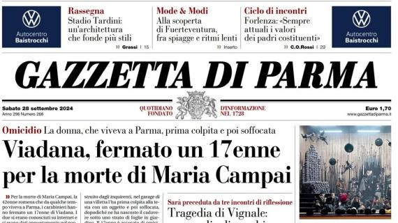 La prima pagina della Gazzetta di Parma "Il jolly Hainaut: 'Non mollo mai'"