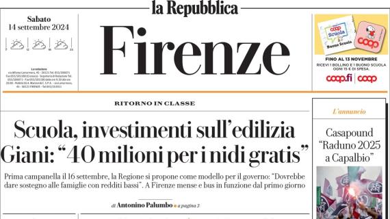 La Repubblica (Firenze) in prima pagina:  "Fiorentina, Pradé: 'Così è nata la nuova squadra"