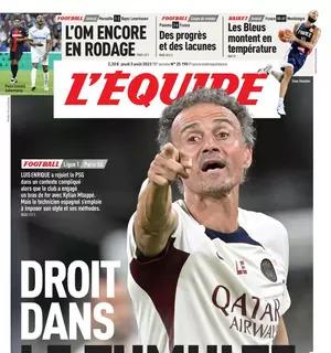 L'Equipe in prima pagina sul momento di Luis Enrique al PSG: "Proprio nel tumulto"