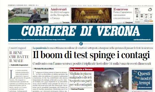 Corriere di Verona in taglio basso: "Il Chievo è in concordato preventivo"