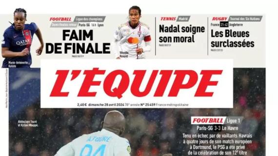 PSG bloccato in casa dal Le Havre, L'Equipe in prima pagina: "La festa attenderà"
