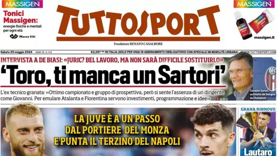Tuttosport in prima pagina sulla Juve del futuro: "Di Gregorio e Di Lorenzo per Motta"