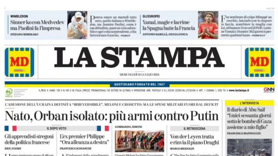 La Stampa in prima pagina: “Yamal magie e lacrime. La Spagna batte la Francia”