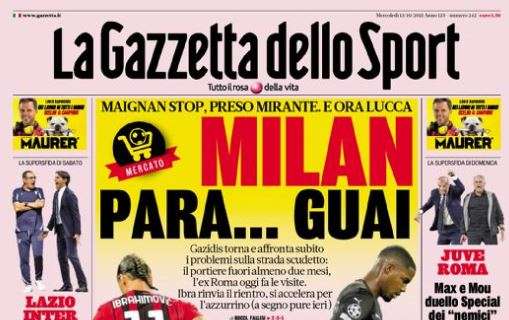 L'apertura de La Gazzetta dello Sport sui rossoneri: "Milan para... guai"