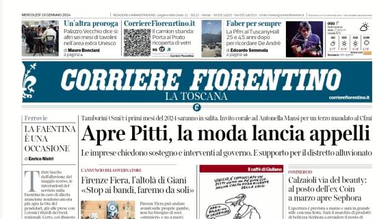 Il Corriere Fiorentino apre: "Rigorosa Fiorentina". Va in semifinale di Coppa Italia