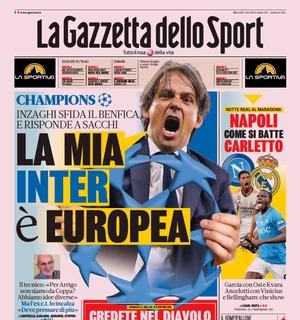 La prima pagina de La Gazzetta dello Sport su Inzaghi: "La mia Inter è europea"