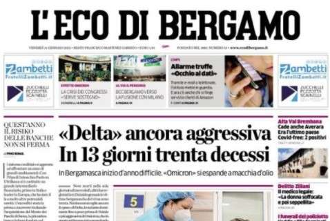 L'Eco di Bergamo: "Nei quarti l'Atalanta ritrova la Fiorentina. Ma ora c'è l'Inter"