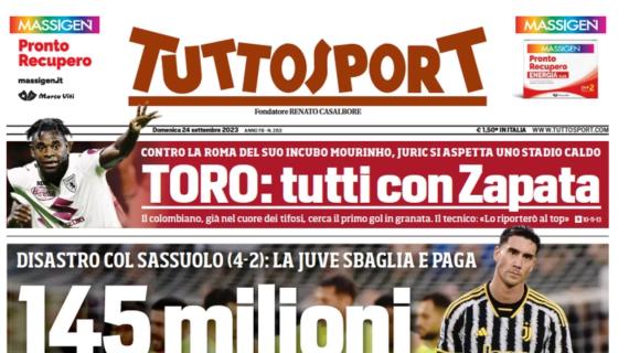 La Juve crolla a Sassuolo, Tuttosport: "145 milioni per questi orrori"