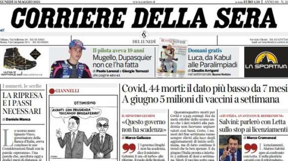 L'apertura del Corriere della Sera: "Jorginho scalda l'Italia, Mancini lascia a casa Kean"