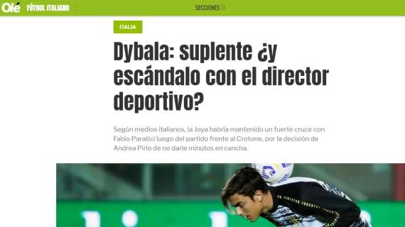 Juve, rabbia Dybala. L'esclusione della Joya fa discutere anche la stampa argentina