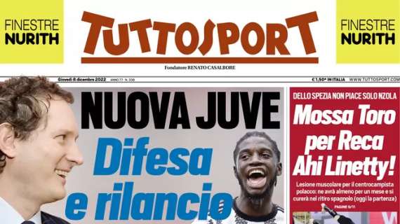 L'apertura di Tuttosport: "Nuova Juve: difesa e rilancio". In estate il futuro di Allegri