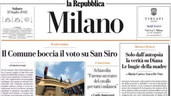 La Repubblica Milano: "Il Comune boccia il voto su San Siro"