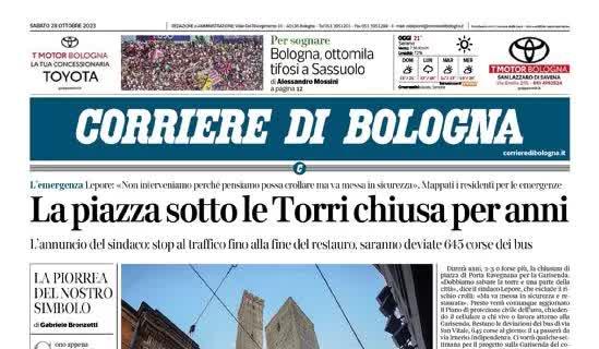 Il Corriere di Bologna in prima pagina sui felsinei: "Ottomila tifosi rossoblu a Sassuolo"