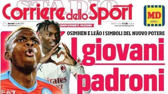 L'apertura del Corriere dello Sport: "Leao e Osimhen, i giovani padroni"