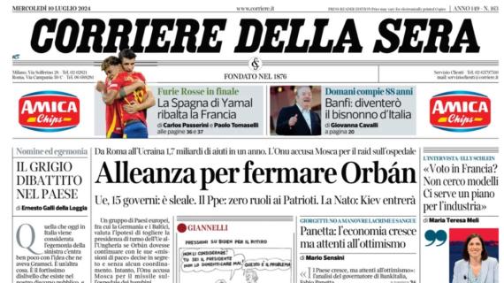 L'apertura de Il Corriere della Sera: "La Spagna di Yamal ribalta la Francia"