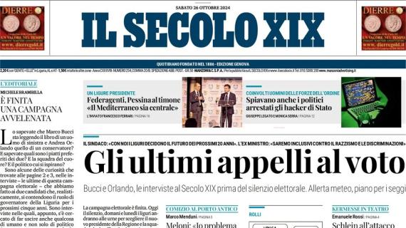 La prima pagina de Il Secolo XIX: "Lavori al Ferraris. Genoa e Samp aprono a un socio"