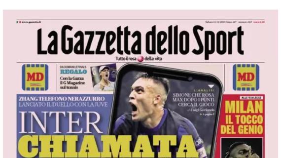 L'apertura de La Gazzetta dello Sport: "Inter, chiamata scudetto"