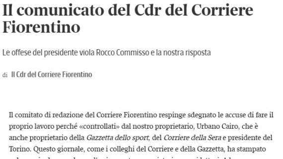 Attacco di Commisso al 'Corriere Fiorentino'. La replica: "Mai avuto padroni in redazione"