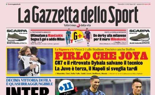 L'apertura de La Gazzetta dello Sport dopo il 2-1 al Sassuolo: "Inter ballo scudetto"