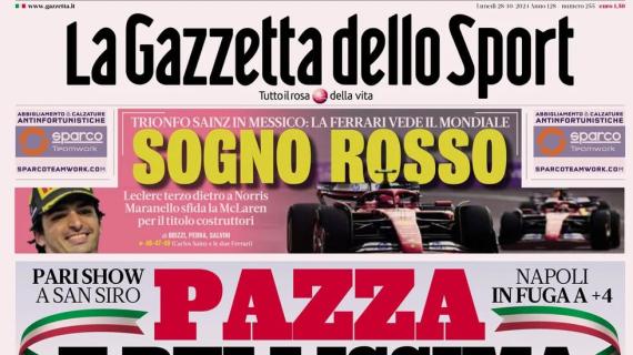 La Gazzetta dello Sport in apertura: "Pazza e bellissima Inter-Juve: 8 gol per Conte"