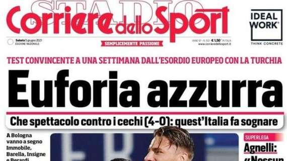 L'apertura del Corriere dello Sport sull'Italia del Mancio: "Euforia azzurra"
