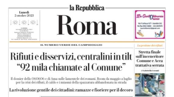 La Repubblica Roma: "Lazio, tra Lotito e Sarri scoppia la crisi. Mou batte il Frosinone"